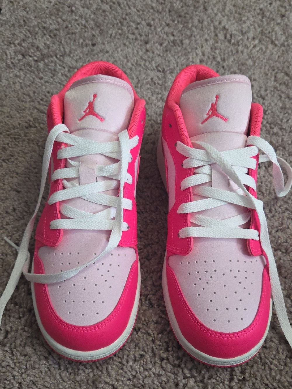 Jordan Low Top Sneakers in Bright Pink and Light Pink